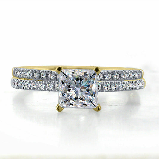 2 Carat Princess Cut Diamond Engagement Ring for Women, Bridal Set Wedding Ring