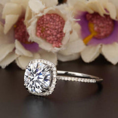2.5 Carat Round Cut Diamond Engagement Ring For Women, Halo Ring, Wedding Ring, Anniversary Gifts For Her