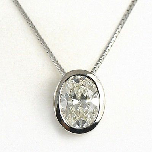 2 CT Oval Cut Diamond Charm Pendant For Women, Wedding Pendant, Christmas Gifts, Anniversary Gifts, Bezel Pendant