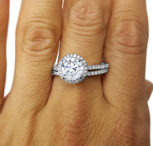 1.5 Carat Round Cut Diamond Engagement Ring for Women, Bridal Set Wedding Ring, Christmas Gifts