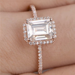 2 Carat Emerald Ring CVD Lab Grown Diamond Ring For Women, Halo Engagement Ring, Christmas Gifts, Wedding Ring, Promise Ring For Her