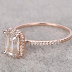 2 Carat Emerald Ring CVD Lab Grown Diamond Ring For Women, Halo Engagement Ring, Christmas Gifts, Wedding Ring, Promise Ring For Her