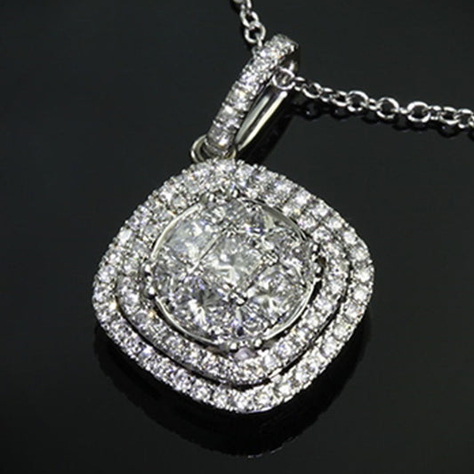 1 TCW Round Cut Diamond Charm Pendant For Women, Halo Pendant, Wedding Pendant, Christmas Gifts