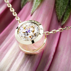 2 CT Round Cut Diamond Charm Pendant For Women, Wedding Pendant, Bezel Set Pendant