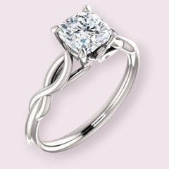 1.5 Carat Cushion CVD Lab Grown Diamond Engagement Ring for Women, Twisted Ring, Anniversary Gifts, Christmas Gifts, Wedding Ring