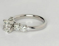 1.5 Carat Round Cut CVD Lab Grown Diamond Engagement Ring for Women, Solitaire Accents Anniversary Gifts, Wedding Ring