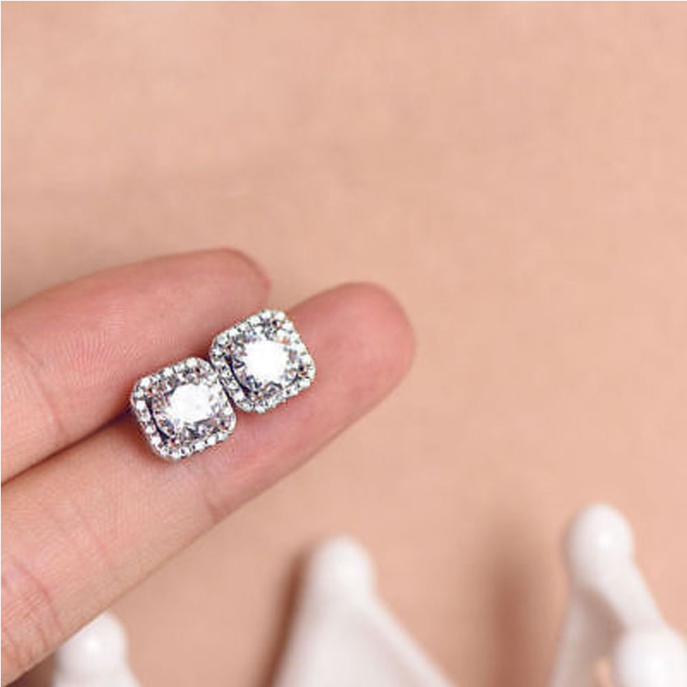 2.20 TCW Round Cut Diamond Halo Earrings For Women, Stud Earrings, Christmas Gifts, Anniversary Gifts