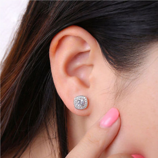 2.20 TCW Round Cut Diamond Halo Earrings For Women, Stud Earrings, Christmas Gifts, Anniversary Gifts