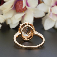 3 Carat Oval Cut Diamond Engagement Ring for Women, Halo Ring Wedding Ring, Handmade Ring