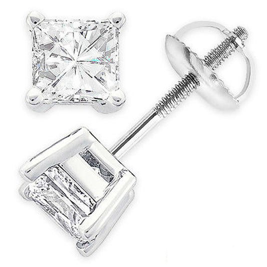 5 TCW Princess Cut Diamond Stud Earrings For Women, Wedding Earrings, Anniversary Gifts, Handmade Earrings