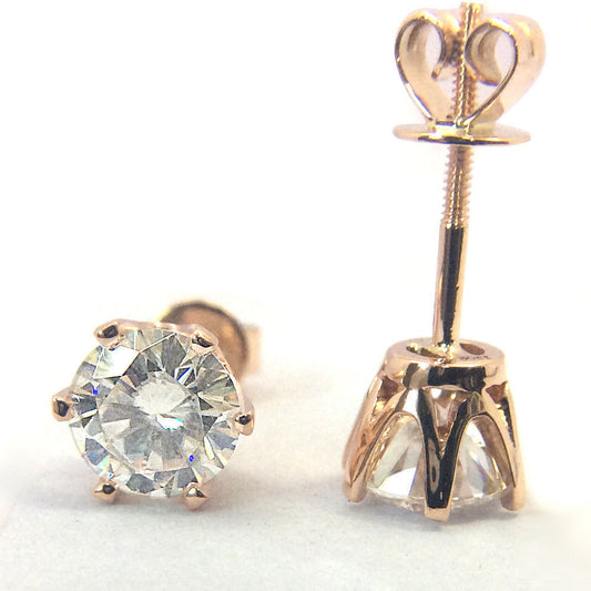 3 TCW Round Cut Diamond Stud Earrings For Women, Wedding Earrings, Anniversary Gifts, Handmade Earrings