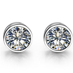 4 TCW Round Cut Diamond Stud Earrings For Women, Bezel Earrings, Christmas Gifts, Push Back Earrings