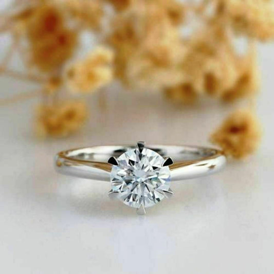 1.5 Carat Round Cut CVD Lab Grown Diamond Engagement Ring for Women, Solitaire Anniversary Gifts, Wedding Ring, Promise Ring