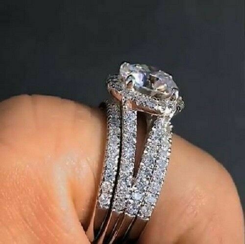 2 Carat Round Cut CVD Lab Grown Diamond Engagement Ring for Women, Bridal Set Wedding Ring, Promise Ring for Her
