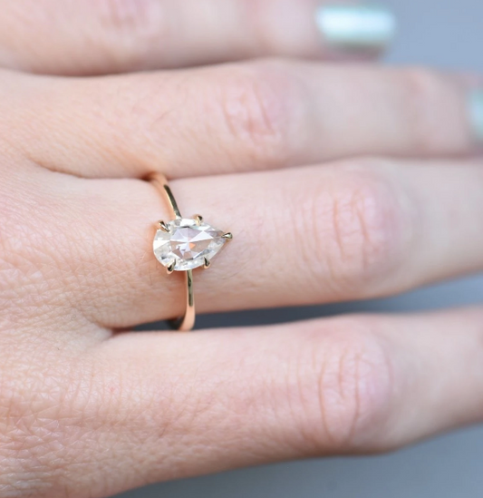 2.5 Carat Rose Pear Cut Diamond Engagement Ring for Women, Wedding Ring