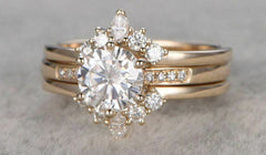 2 Carat Round Cut Diamond Engagement Ring for Women, Wedding Ring, Trio Set, Bridal Set Ring