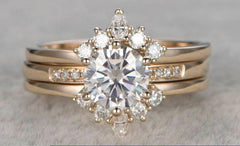 2 Carat Round Cut Diamond Engagement Ring for Women, Wedding Ring, Trio Set, Bridal Set Ring