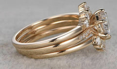 2 Carat Round Cut Diamond Engagement Ring for Women, Wedding Ring, Trio Set, Bridal Set Ring