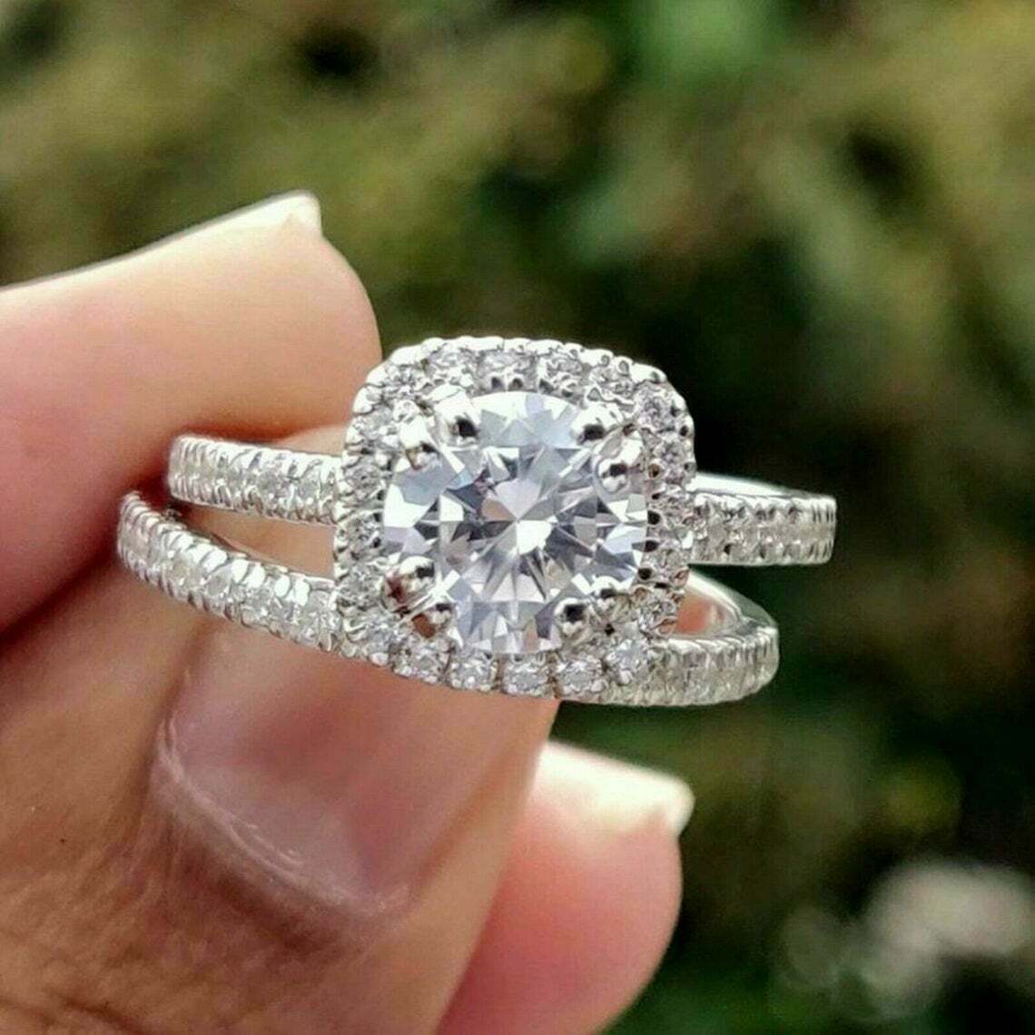 2 Carat Round Cu Diamond Engagement Ring for Women, Bridal Set Wedding Ring