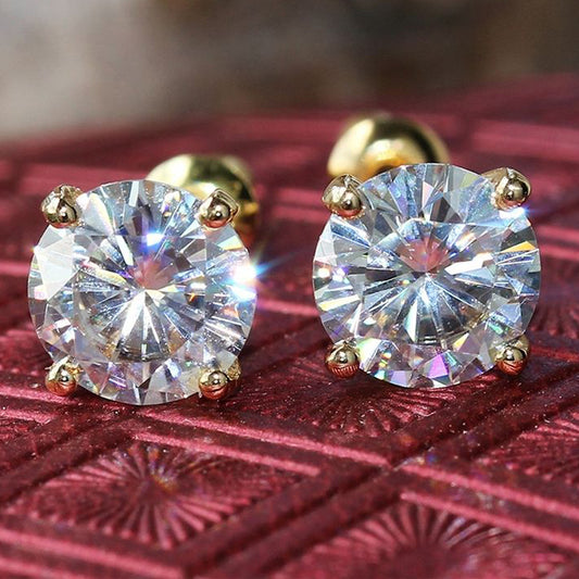 8 TCW Round Cut Diamond Stud Earrings For Women, Wedding Earrings, Christmas Gifts, Engagement Earrings