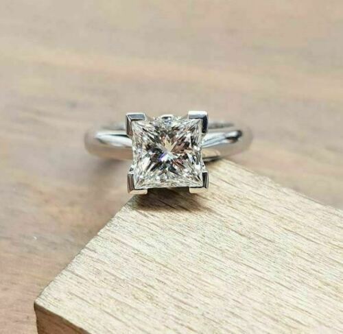 2.5 Carat Princess Cut Diamond Engagement Ring for Women, Wedding Ring