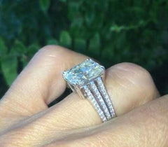 4 Carat Radiant Cut Diamond Engagement Ring for Women, Wedding Ring