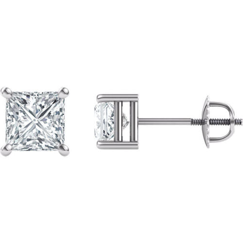 3 TCW Princess Cut Diamond Stud Earrings For Women, Christmas Gifts, Anniversary Gifts