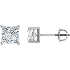 3 TCW Princess Cut Diamond Stud Earrings For Women, Christmas Gifts, Anniversary Gifts