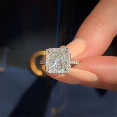 3 Carat Princess Cut Diamond Engagement Ring for Women, Bridal Set Wedding Ring