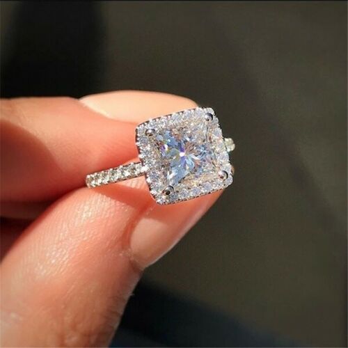 3 Carat Princess Cut Diamond Engagement Ring for Women, Bridal Set Wedding Ring
