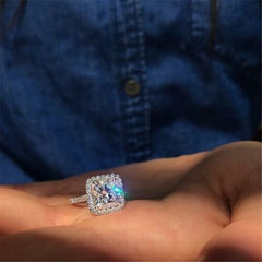 3 Carat Princess Cut Diamond Engagement Ring for Women, Bridal Set Wedding Ring