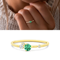 1 Carat Green Round Cut Diamond Engagement Ring for Women, Wedding Ring,Birthday Gift For Her