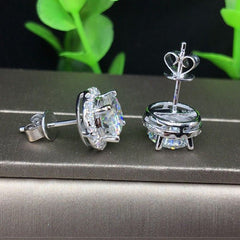 4.30 TCW Round Cut Diamond Halo Stud Earrings For Women, Wedding Earrings Christmas Gifts