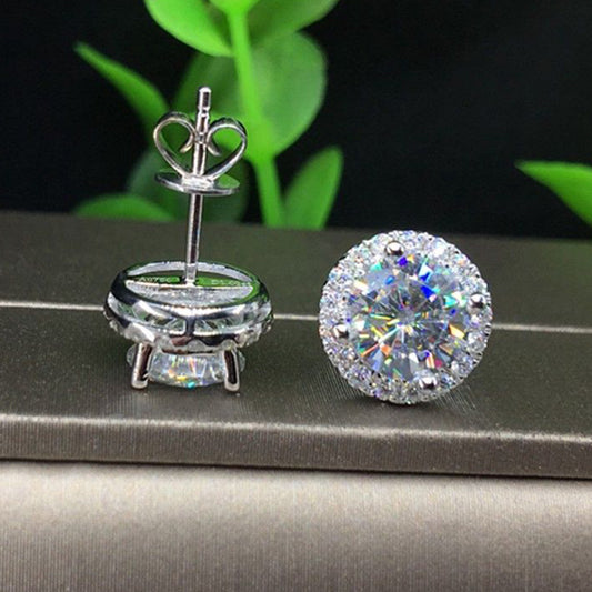 4.30 TCW Round Cut Diamond Halo Stud Earrings For Women, Wedding Earrings Christmas Gifts