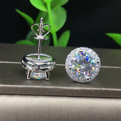 4.30 TCW Round Cut Diamond Halo Stud Earrings For Women, Wedding Earrings Christmas Gifts