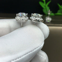 4.30 TCW Round Cut Diamond Halo Stud Earrings For Women, Wedding Earrings Christmas Gifts
