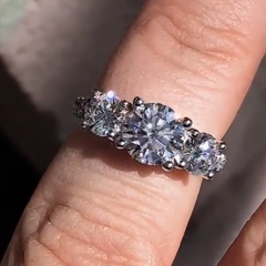 1.5 Carat Round Cut CVD Lab Grown Diamond Engagement Ring for Women Three Stone Ring, Anniversary Gifts, Wedding Ring