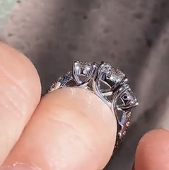 1.5 Carat Round Cut CVD Lab Grown Diamond Engagement Ring for Women Three Stone Ring, Anniversary Gifts, Wedding Ring