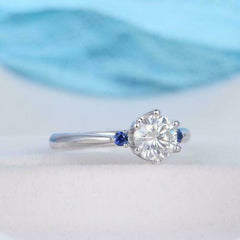1.5 Carat Round Cut Diamond Engagement Ring For Women, Three Stone Ring, Wedding Ring