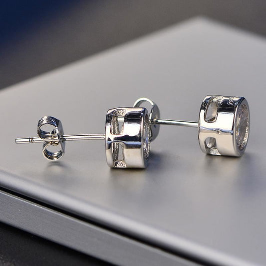 3 TCW Round Cut Diamond Stud Earrings For Women, Wedding Earrings, Christmas Gifts, Bezel Earrings