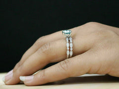 2 Carat Blue Round Cut Diamond Engagement Ring For Women, Bridal Set Wedding Ring, Christmas Gifts