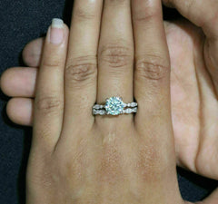 2 Carat Blue Round Cut Diamond Engagement Ring For Women, Bridal Set Wedding Ring, Christmas Gifts