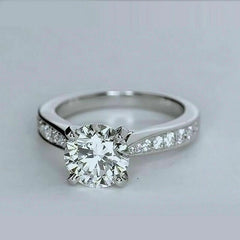 2.5 Carat Round Cut CVD Lab Grown Diamond Engagement Ring for Women, Solitaire Accents Anniversary Gifts, Wedding Ring