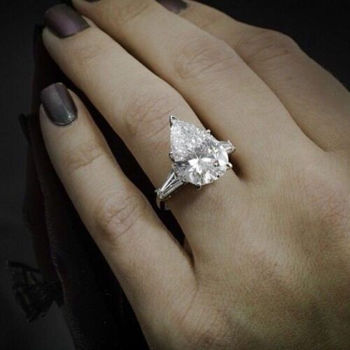 3 Carat Pear Cut Diamond Engagement Ring For Women, Wedding Ring, Anniversary Gifts