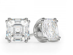 4 TCW Asscher Cut Diamond Stud Earrings For Women, Wedding Earrings, Christmas Gifts