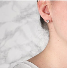 4 TCW Asscher Cut Diamond Stud Earrings For Women, Wedding Earrings, Christmas Gifts