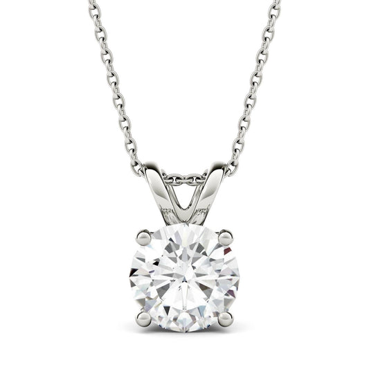 2 CT Round Cut Diamond Charm Pendant For Women, Wedding Pendant, Christmas Gifts