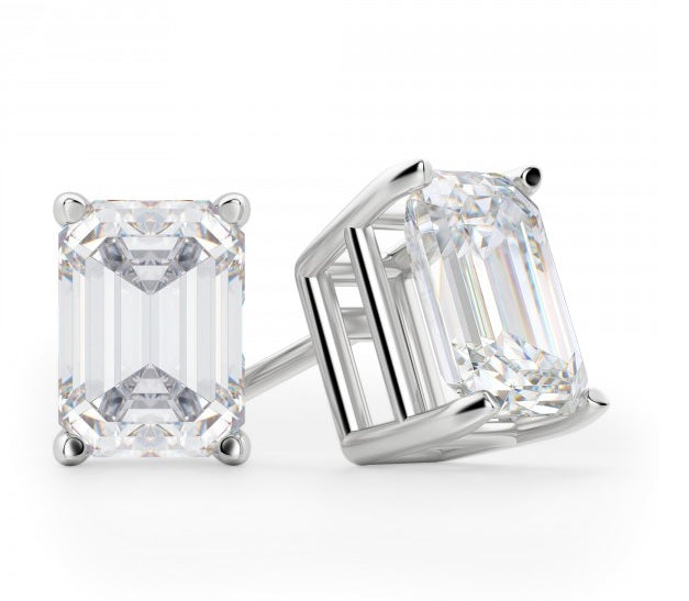 5 TCW Emerald Cut Diamond Stud Earrings For Women, Engagement Earrings, Wedding Earrings, Christmas Gifts