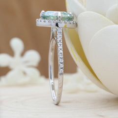 2.5 Carat Blue Round Cut Diamond Engagement Ring for Women Ring, Halo Ring Set, Wedding Ring, Anniversary Gifts For Her