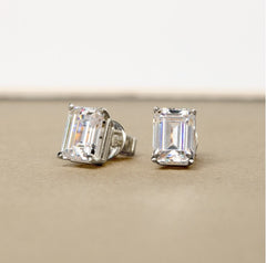5 TCW Emerald Cut Diamond Stud Earrings For Women, Engagement Earrings, Wedding Earrings, Christmas Gifts